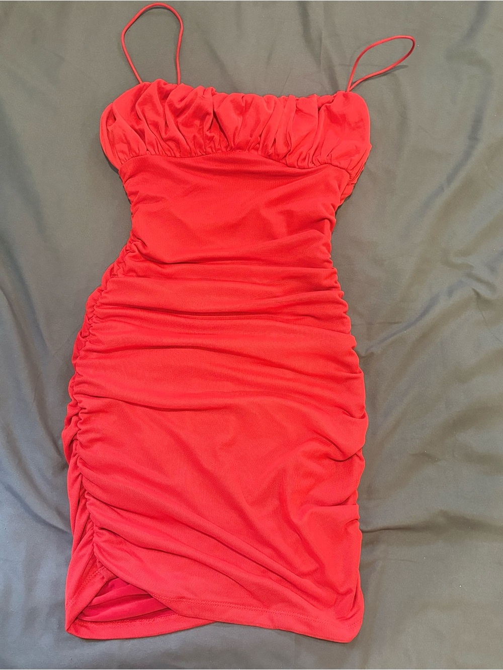 Princess Polly Red Ruched Spaghetti Strap Mini Dress